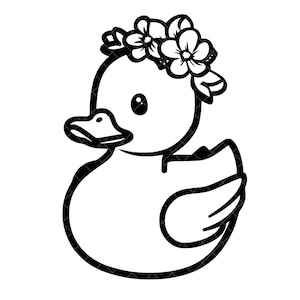 Cute Rubber Ducky SVG + PNG, Duck with Flower Crown Svg Png, Rubber Duck Clipart, Rubber Ducky Png, Rubber Duck Svg, Floral Rubber Ducky Svg