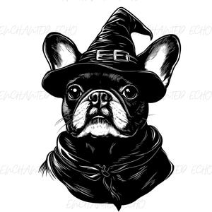 Halloween French Bulldog SVG + PNG Set - Witchy Frenchie Svg English Bulldog Clipart Halloween Costume Dog Svg Spooky Witch Dog Png