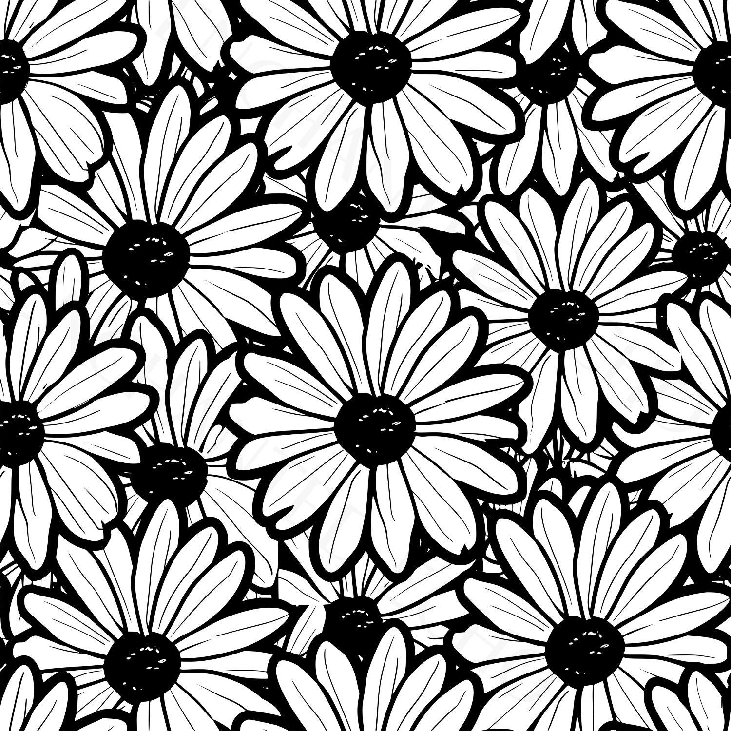 Daisy Seamless Pattern SVG Wildflowers Floral Repeating Design - Etsy