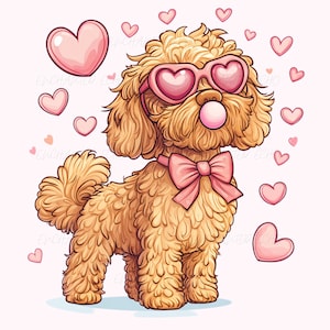 Pink Goldendoodle Hund Pink Bubble Gum Png Lustiger Hund Meme Png Süßer Gekritzelhund Bubble Gum Sonnenbrille Png Hund Pink Sonnenbrille Valentine