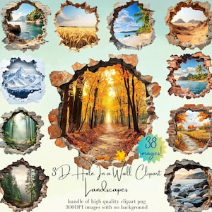 3D Buraco em uma Parede Clipart Paisagens Inclui 38 PNGs Alta Qualidade 3D Paisagens Clipart Alta Qualidade Uso Comercial Clipart 3D Buraco na Parede