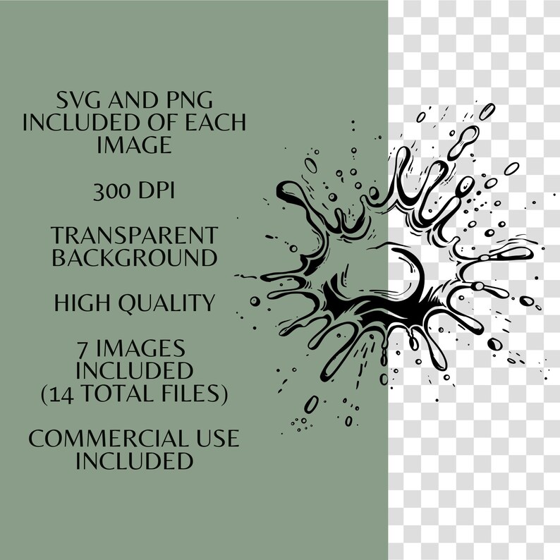 Paint Splatter SVG and PNG Set - 7 Paint Graphics Included - Etsy