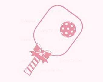 Pickleball Girly Pink Bow Svg and Png - Coquette Pickleball Racket Sublimation