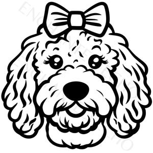Imagem SVG Goldendoodle com laço Arquivo SVG Goldendoodle Dog Download digital de alta qualidade Golden Doodle SVG para canecas, cartões, roupas, etc.