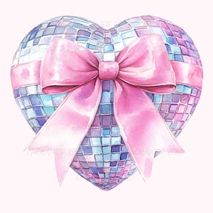 Schattige discobal hart png - flirt hart png - trendy 2025 png - disco hart strik png - flirt png - glitter hart png - discofeest