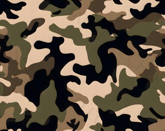 Camouflage Seamless Pattern PNG - Repeating Camo Clipart, Military Digital Paper (Digital Download)