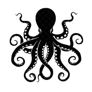 Octopus Silhouette SVG + PNG Set - Kraken Tentacles Clipart, Sea Creature Sublimation, Squid Graphic (DigitalDownload)