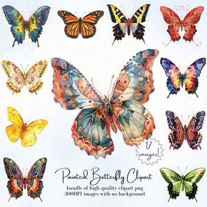 Schmetterling Clipart 17 PNGs Hochwertiger Aquarellstil Schmetterling Png Hochwertige Kommerzielle Nutzung Clipart für Karten, Tassen, Schilder