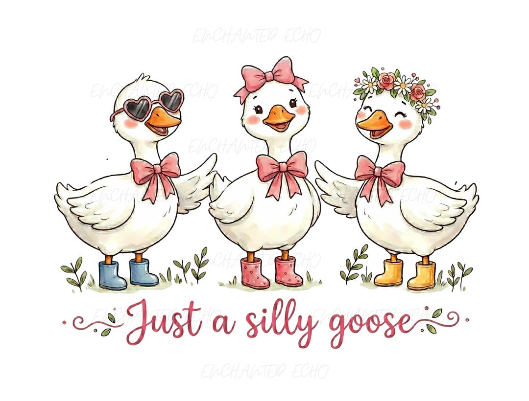 Just A Silly Goose PNG Pink Bow Coquette Nursery Decor Wildflower ...