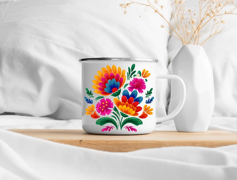 Mexican Fiesta Flowers Clipart Bundle - 23 Images Watercolor Otomi ...