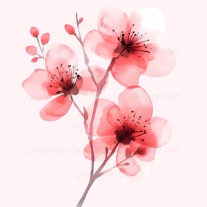 桜の枝PNG 咲くピンクの桜の昇華