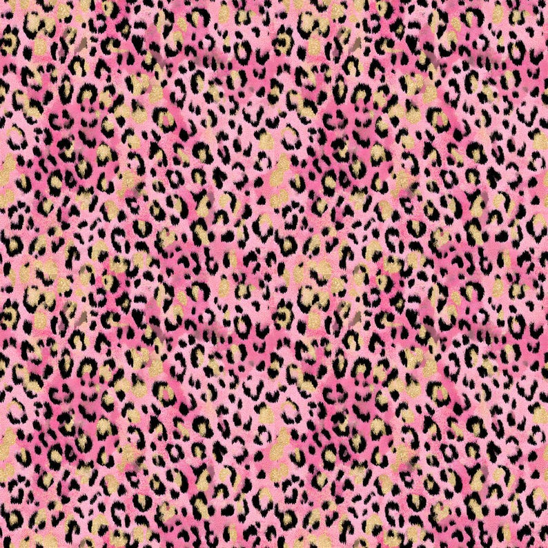 Pink Glitter Leopard Print Seamless Pattern PNG - Gold Cheetah Digital ...