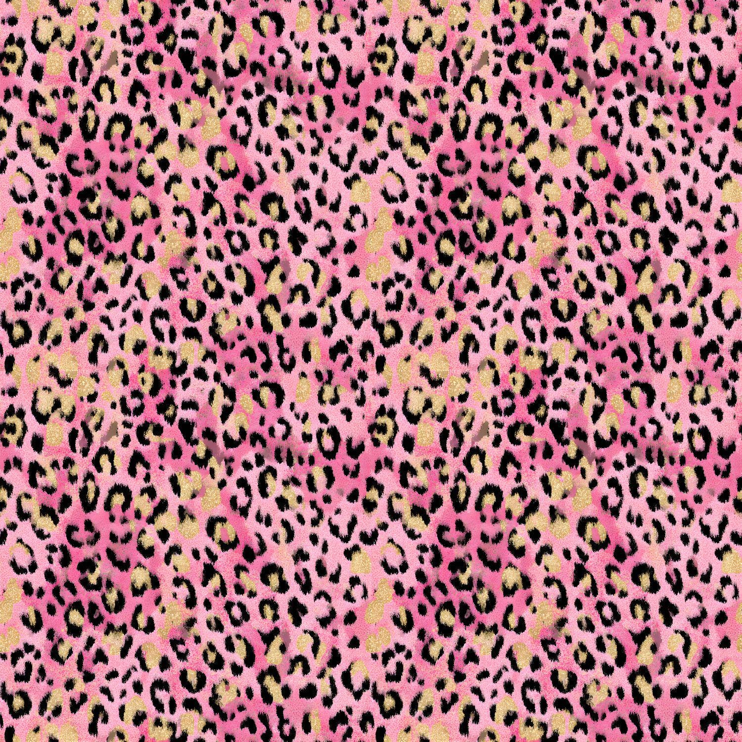 Pink Glitter Leopard Print Seamless Pattern PNG - Gold Cheetah Digital ...