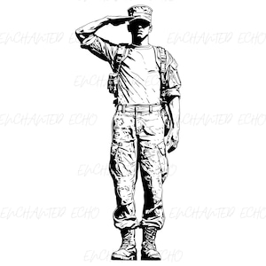 US-Soldat Salutieren SVG + PNG-Militärischer GrußSvg-4 200 200 Jahre Schütze-Svg-Rekrut-Soldat-Svg-Krieg-Soldat-Svg-Vintage-Svg