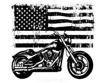 Motorcyle USA Flag SVG + PNG Set - American Motorcycle Clipart, Biker Sublimation Design (Digital Download)