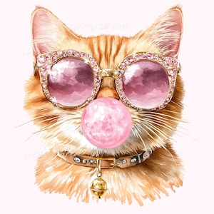 Chat rose bubble Png Funny Cat Meme Png Chat orange Png Amoureux des chats Png Bubble Gum Png Chat avec des lunettes de soleil Png Chat sarcastique Png Bubble Gum Png