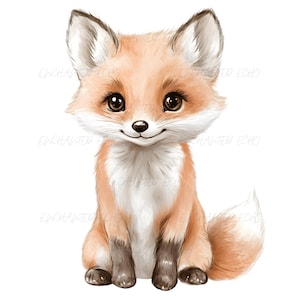 Joli bébé renard Png - Clipart de chambre d'enfant animaux des bois mignons fête d'anniversaire graphique aquarelle Clipart de shower de bébé nouveau-né
