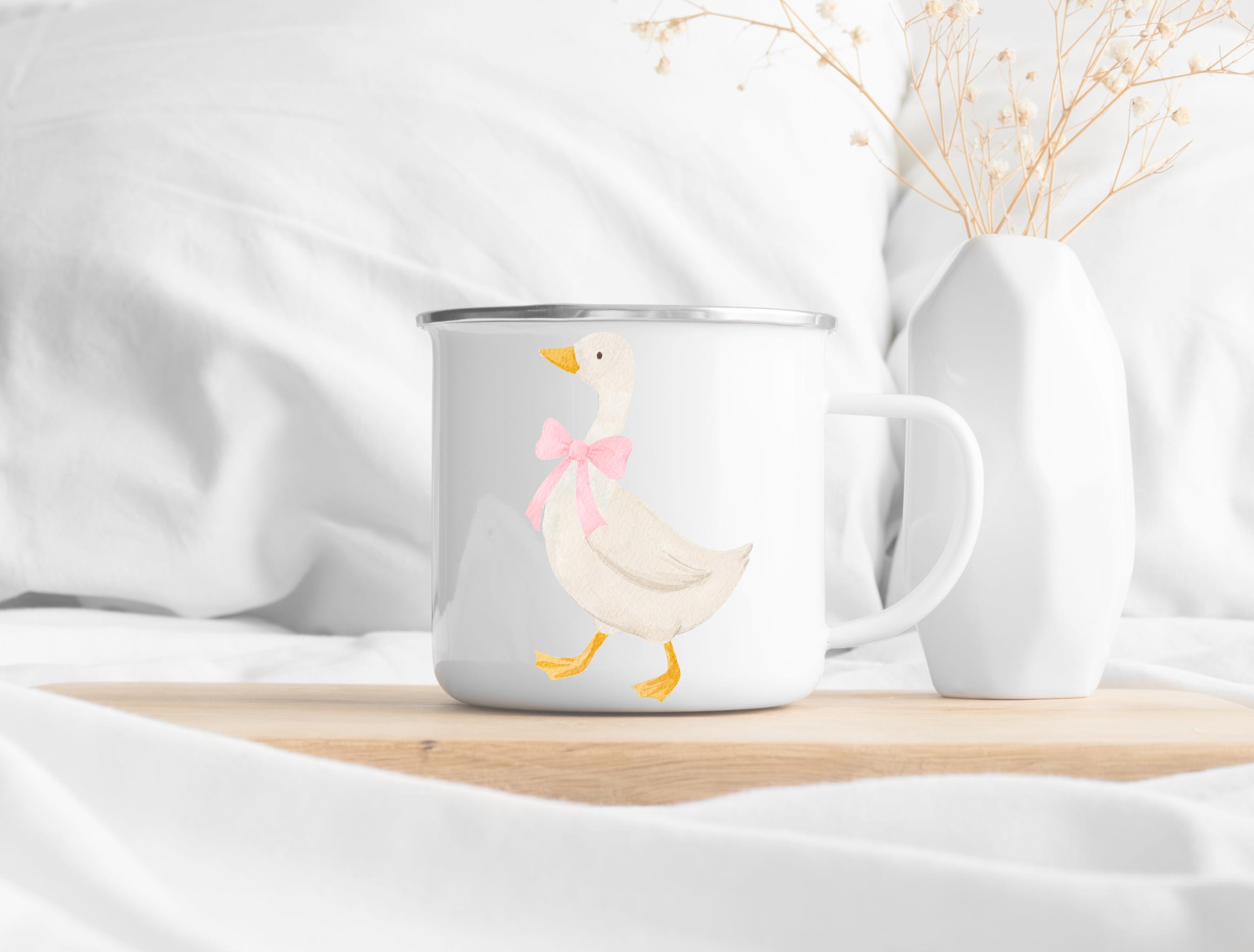 Pink Bow Silly Goose PNG Coquette Nursery Decor Watercolor Goose Baby ...