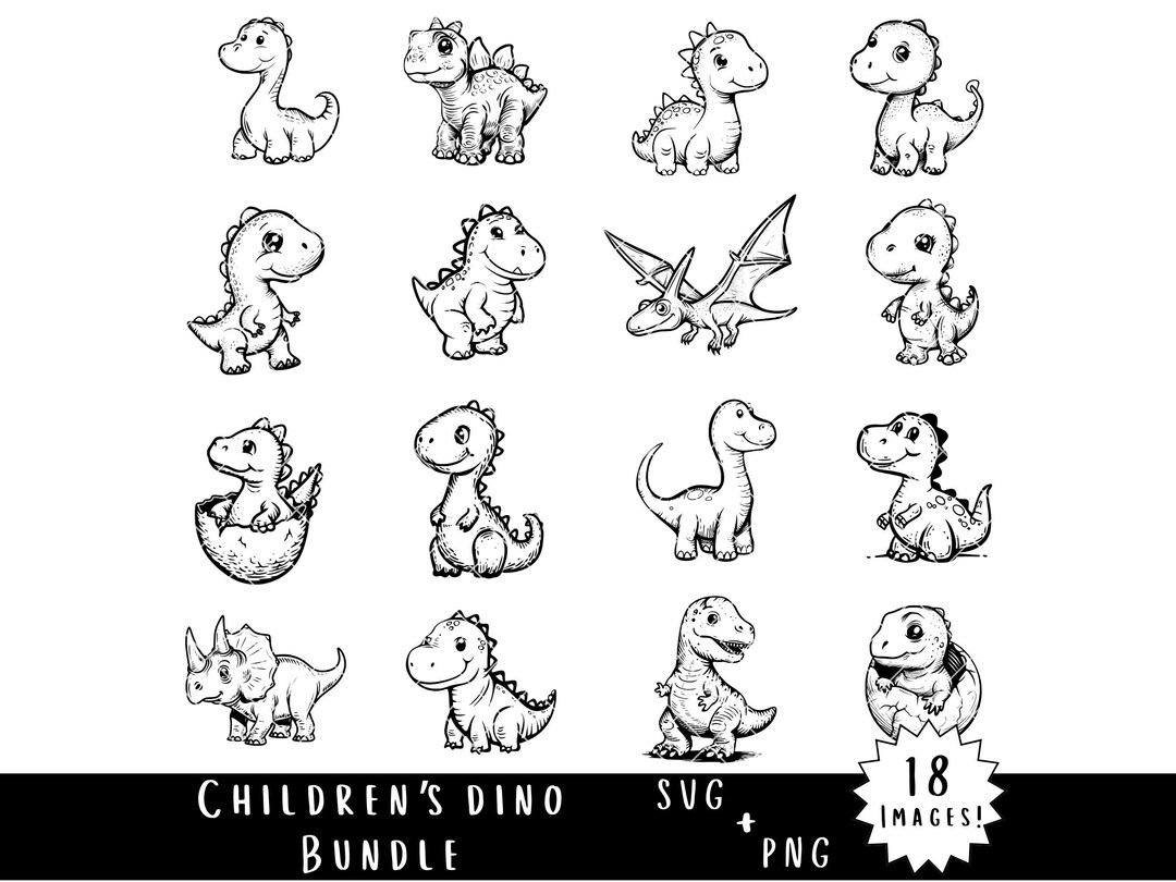 Baby Dinosaur SVG & PNG Bundle - Children Nursery Dinos Clipart ...