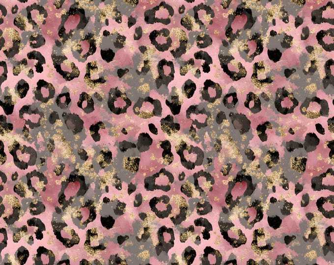 Pink + Gold Glitter Leopard Print Seamless Digital Paper Background ...
