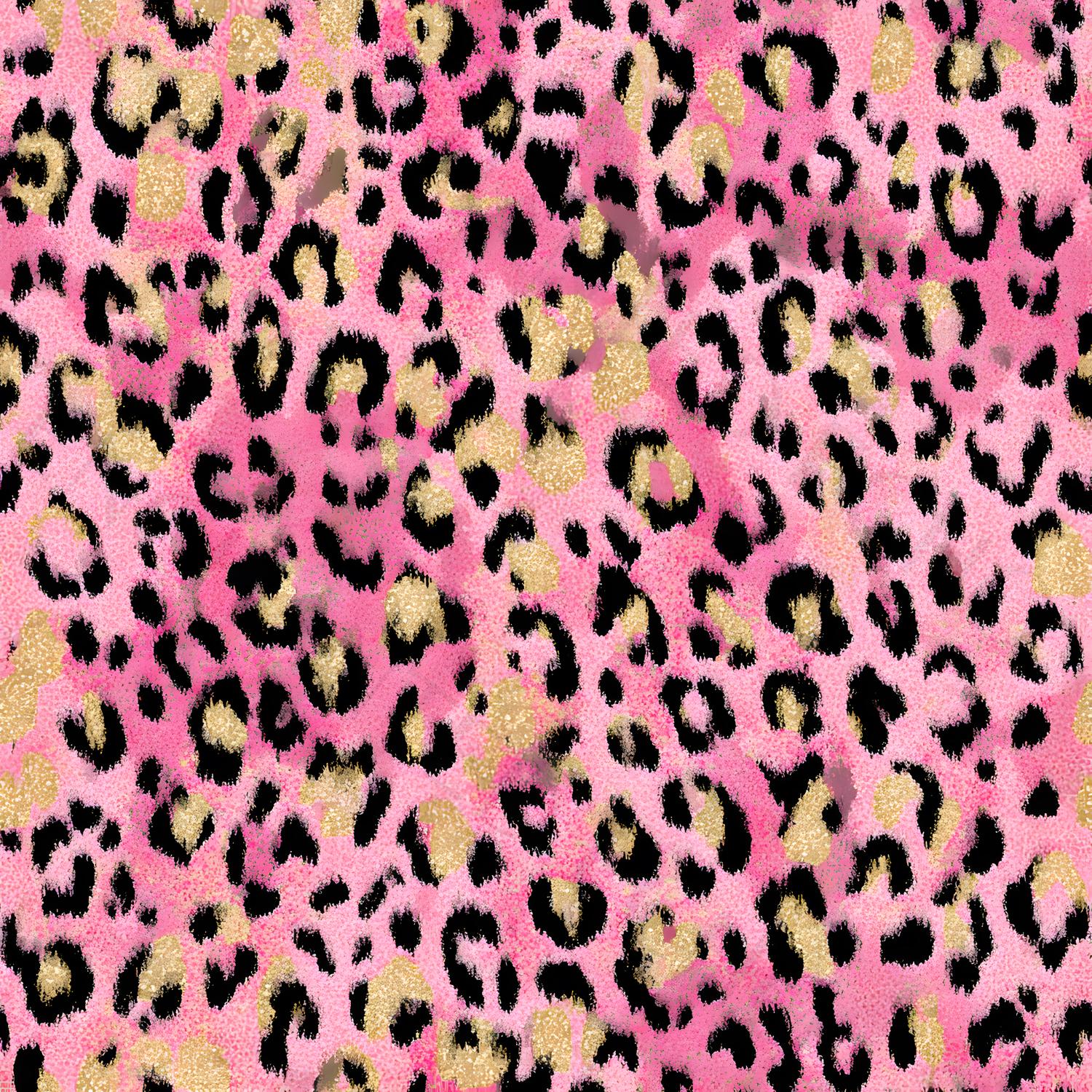 Pink Glitter Leopard Print Seamless Pattern PNG - Gold Cheetah Digital ...