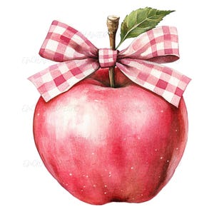 Teacher Apple Png - Red Bow Apple Png - Trendy Teacher Apple Png - Coquette Aesthetic Teacher Appreciation Png - Pin Bow Clipart - Education