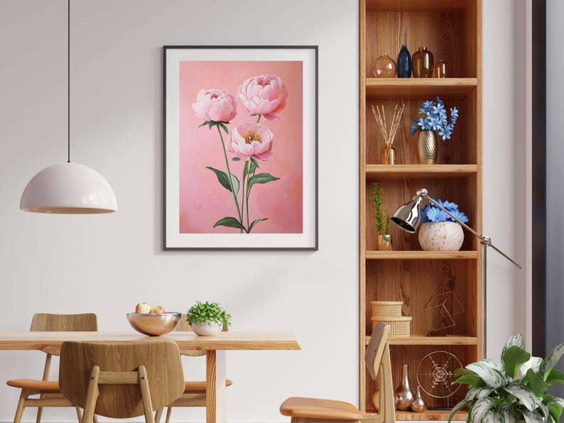 Pink Peonies Print - Peony Wall Art Bright & Colorful Digital Prints ...