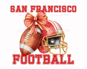 San Francisco Football Mom PNG: Rot-weiße Schleife im Preppy-Stil, Helm, Football (Digitaler Download)