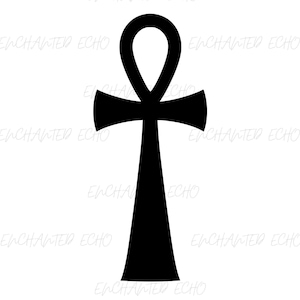 Ankh Symbol SVG + PNG Set - Ancient Egyptian Symbol Svg  Mystical Egyptian Ankh Svg Black Ankh Silhouette Cross with Tear-Shaped Loop Png