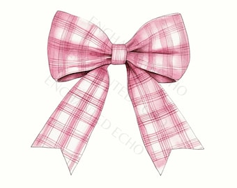 Rutig rosa rosett png - Flickigt band clipart, pastell kokett gingham preppy rosett