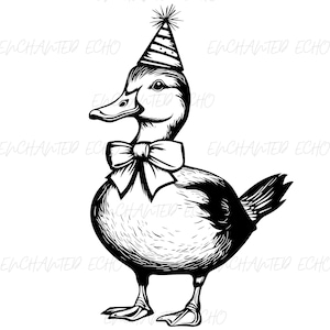 Birthday Duck With Bow SVG + PNG Birthday Party Mallard Easter Mallard - Cute Easter Duck - Cute Birthday Mallard - Birthday Party Hat Svg
