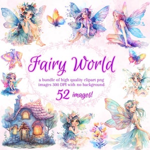 Feenwelt Clipart, Fantasy Feen Grafiken, magisches Feenhaus Bündel, verzauberte Feenkönigreiche Bilder, kommerzielle Nutzung Pngs