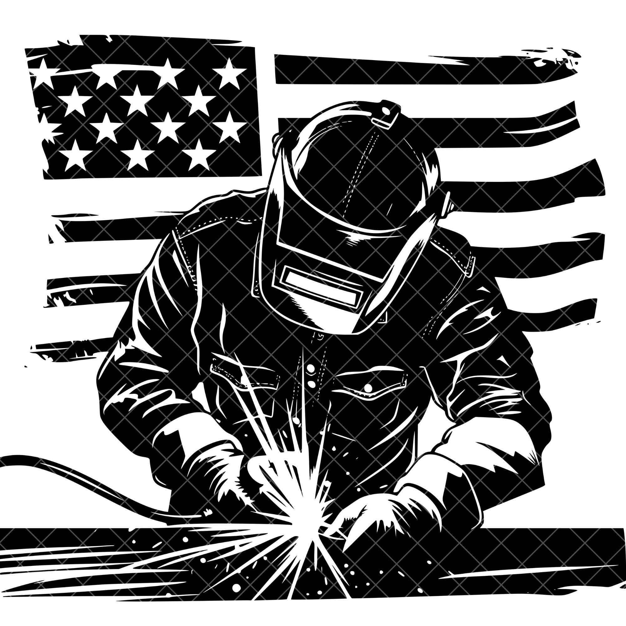 Welder SVG & PNG Set - Welder With American Flag Png - Welding Professional Flag Logo - Welding Svg - Welder Life Svg - Welder Clipart