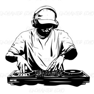DJ SVG & PNG Set - Turntable, Record Player, House Music Png - dj Set Silhouette, Commercial Use