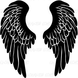 Angel Wings Silhouette SVG + PNG Angel Wings Pair Png