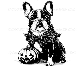Halloween French Bulldog SVG + PNG - Spooky Costume Witch Vampire Pumpkin Frenchie Puppy