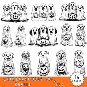 Cute Halloween Ghost Dogs SVG & PNG - 16 Ghost Dog Breeds Images, 32 Total Files - Spooky Season Dogs Png, Halloween Svg Bundle, Boo Svg