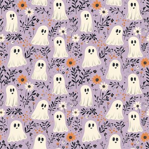 Seamless Halloween Wildflower Ghosts Pattern - Ghost Floral Spooky Boho ...