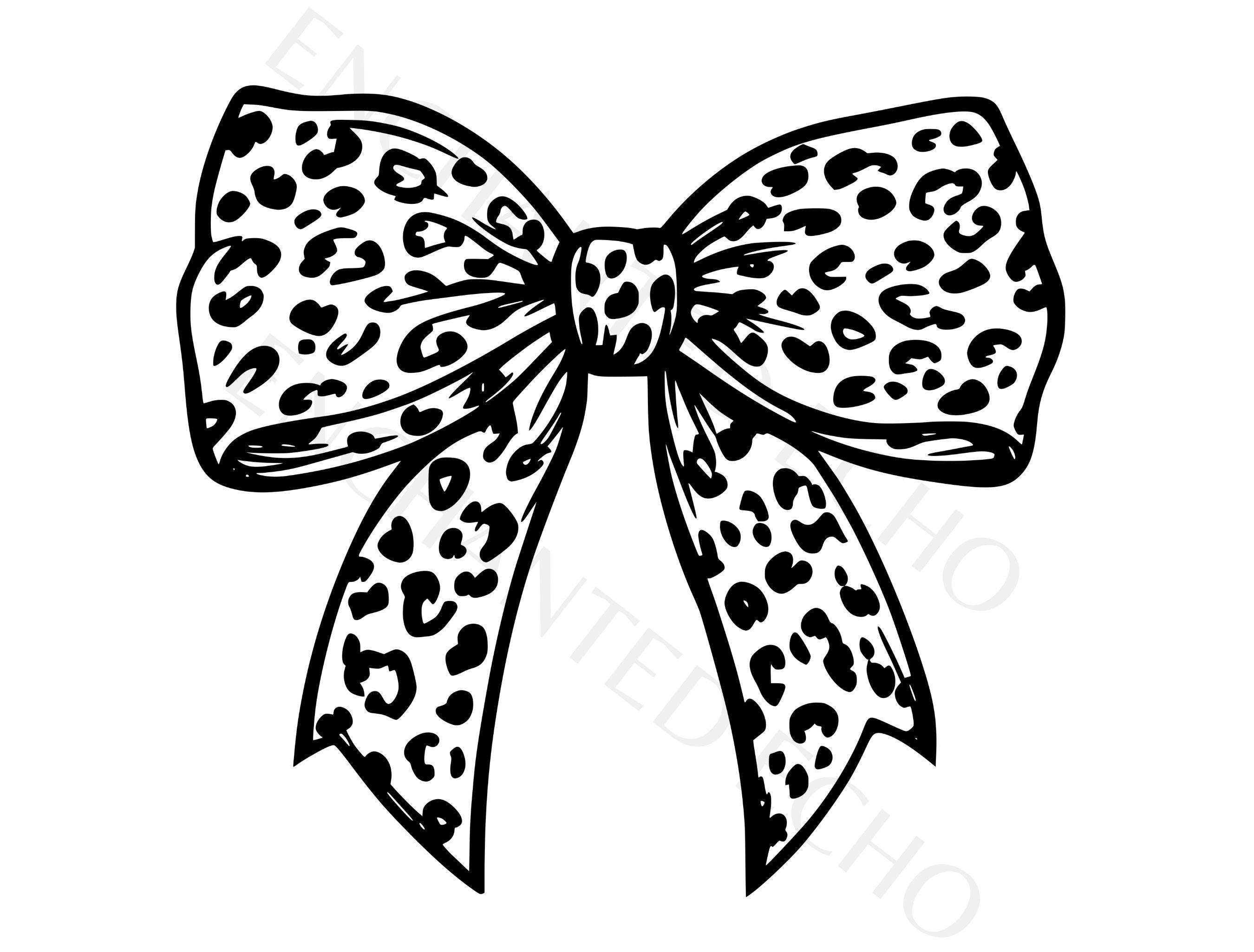 Leopard Print Bow Svg + Png, Leopard Coquette Bow Png Svg - Leopard Bow Clipart - Doodle Bow - Leopard Print Ribbon Svg - Ribbon Png