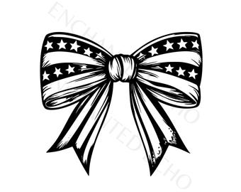 Stars and Stripes Bow SVG, patriottische 4 juli lint sublimatie ontwerp (digitale download)