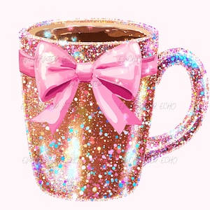 Funkelnde Rosa Schleife Glitzer Kaffee Png - Glitzer Pailletten Kaffee Png Kaffeeliebhaber Png Glitzer Rosa Schleife Png Pink Latte Png