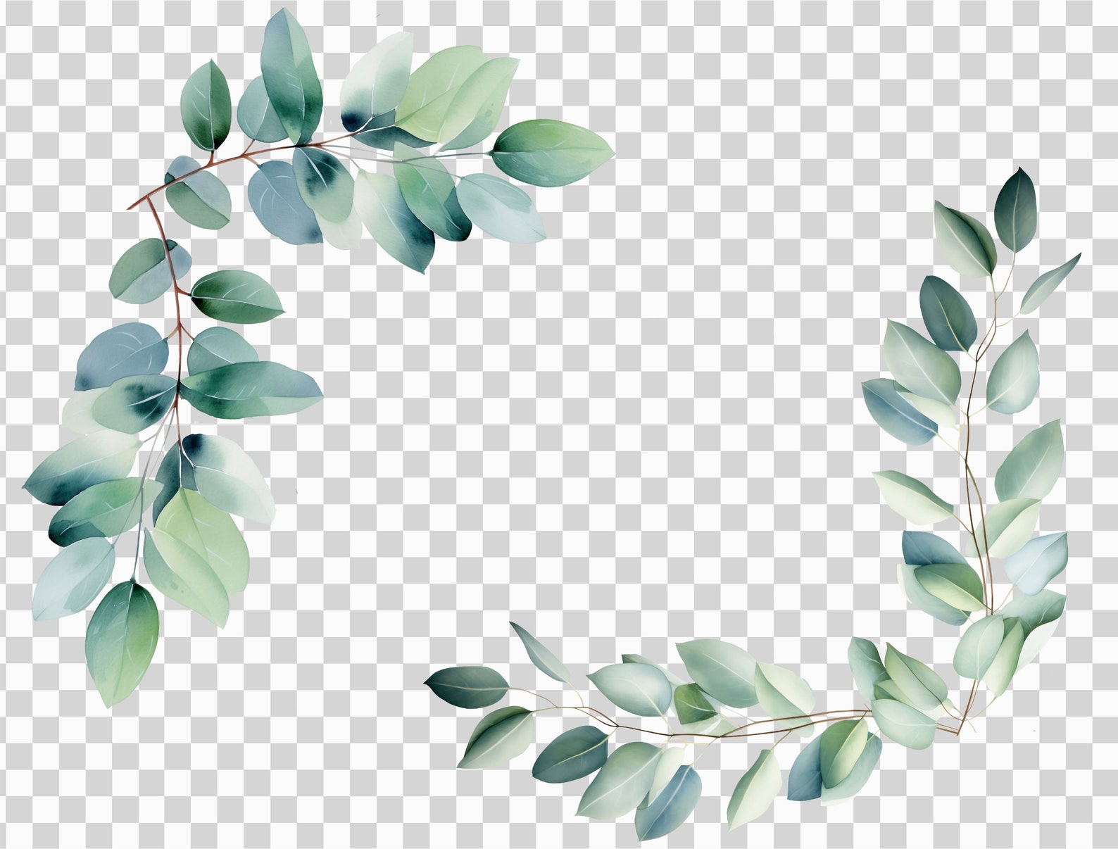 Watercolor Eucalyptus Clipart Bundle - Greenery PNG Set, Baby Shower ...