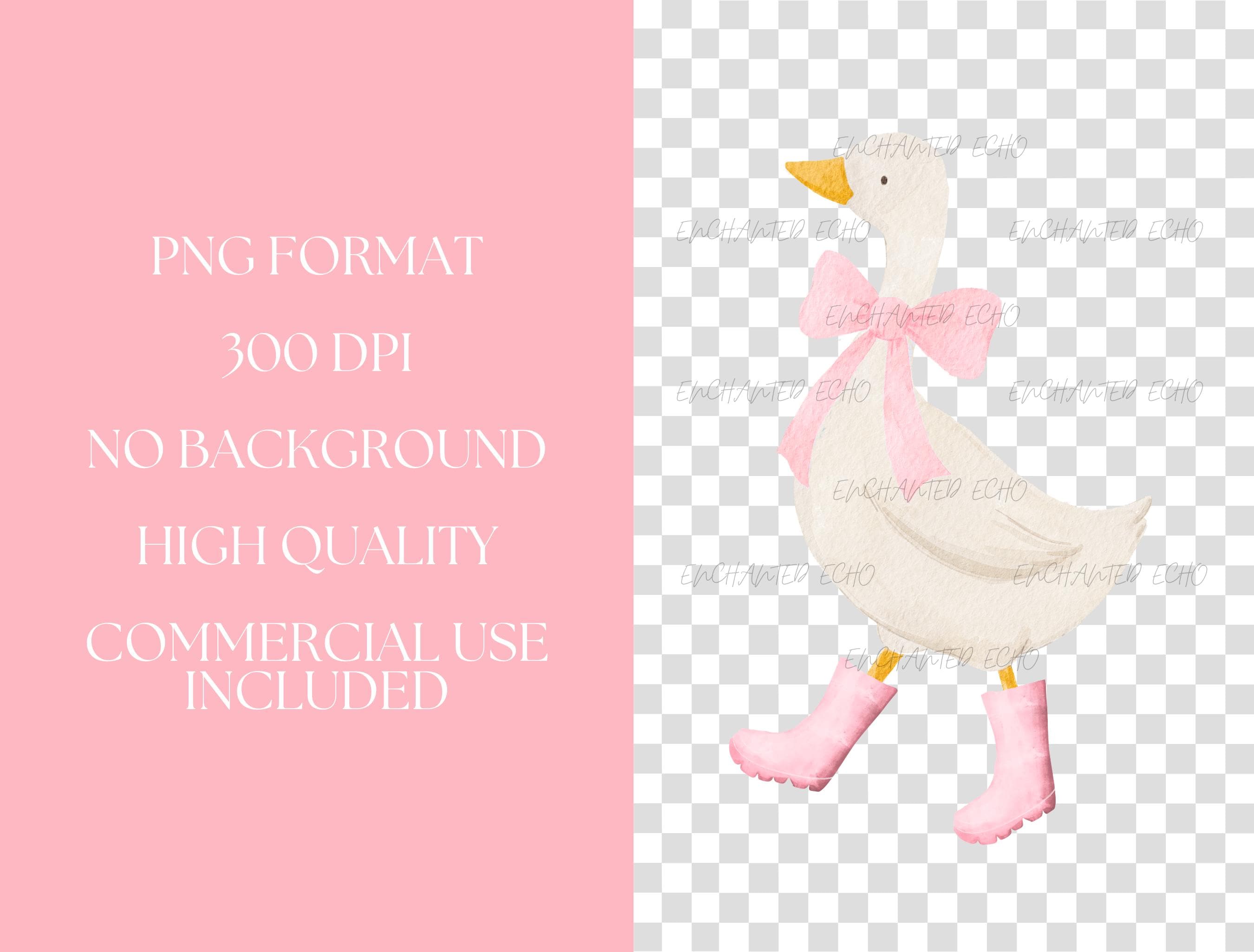 Pink Bow Silly Goose Rainboots PNG Coquette Nursery Decor Watercolor ...
