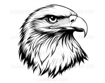 ハクトウワシの頭部SVG + PNGセット - 愛国的なアメリカンイーグルの顔のクリップアート（デジタルダウンロード + 商用利用可）