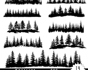 Tree Line Svg & Png Bundle - Forest Tree SVG 14 Forest Tree Line Silhouette Svg Forest Svg Pine Tree Svg Png Spruce Clipart Forest Outline