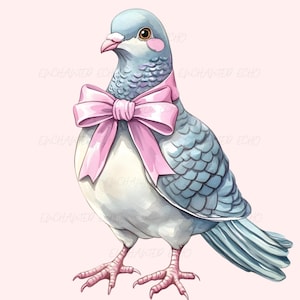 かわいい水彩画の鳩のクリップアート - かわいい保育園のクリップアート - コケット ピンクの弓の鳩 ピンクの弓のPng 弓の鳩の昇華 - コケット 弓のPng