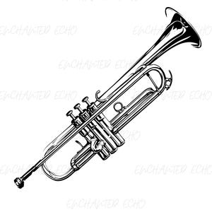 Trumpet SVG + PNG Set - Realistic Trumpet Graphic - Musician Svg - Trumpet Player for Commercial and Personal Use Jazz Music Png Trumpet Png