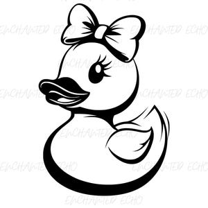Coquette Rubber Ducky SVG + PNG Cute - Rubber Duck with Bow Svg Girly Duck Svg Rubber Duck Silhouette Girl Rubber Duck Png Duckling Svg