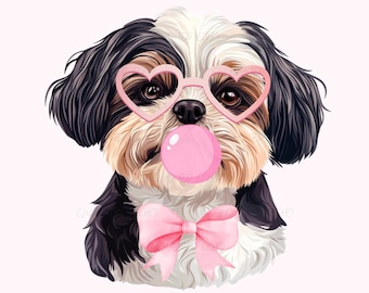 Shih Tzu Heart Glasses Bubble Gum Png Shitzu Dog Mom Png, Dog
