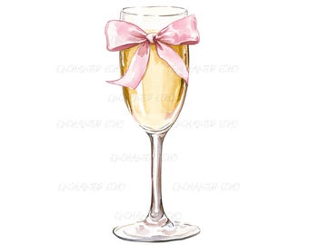 Champagne Png Lazo Rosa Celebración Champagne Sublimación Baby Shower Coquette Año Nuevo